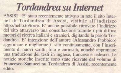 Corriere dell' Umbria del 16 Luglio 1999