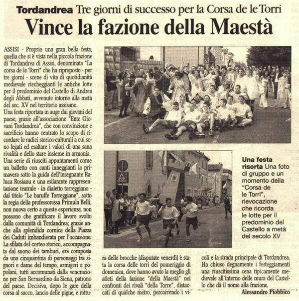 Corriere dell' Umbria del 03.06.2003